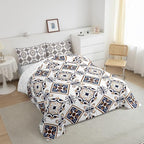 Erosebridal Mexican Talavera Tile Toddler Bedding Set,Mexico Style Tiles Comforter Set for Kids,Retro Vintage Floral Duvet Insert,Ethnic Geometric Bedroom Decor with 1 Pillowcase - Image 5