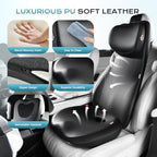 Coverado Car Seat Cushion and One Piece Lumbar Support Headrest Pillow, Adjustable Velcro Design Car Neck Pillow, Ergonomic Memory Foam Car Back Support Driving Seat Cushion for Back Pain Relief,Black - Image 3