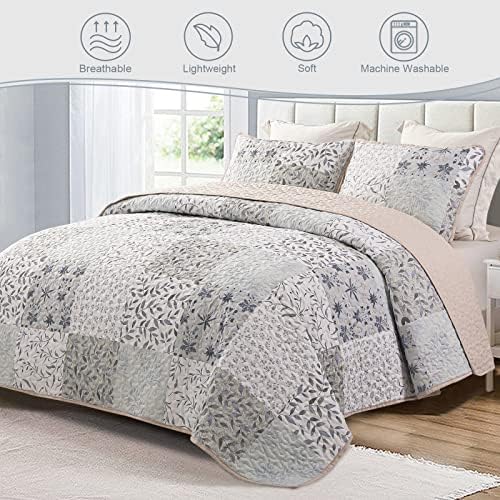 Exclusivo Mezcla Reversible Boho Quilts Queen Size Gray - Image 2