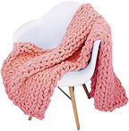 Chunky Knit Throw Blanket Chenille Yarn Soft Cozy Bulky Knitted Blanket for Sofa Bed Chair Large Hand Made Boho Home Decor Blush 40x60 by Unknown