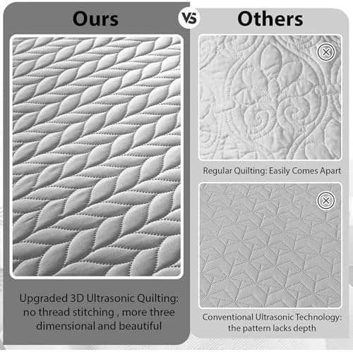 IR Imperial Rooms California King Quilt Bedspread Silver Leaf 8-Pack - Image 5