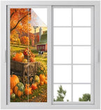 Window Privacy Film Frosted, Fall Pumpkins Static Cling Door Window Covering, Thanksgiving Farmhouse Harvest Maple Leaves UV Blocking Windows Film for Office, Hotel, Bedroom, 29.5 x 78.7 Inches by Unknown