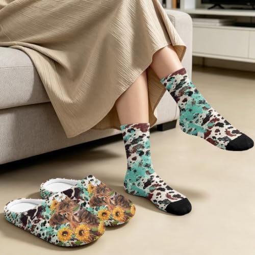 Fuzzy Slipper and Socks Set for Women Silent Sole Fuzzy Slipper - Image 4