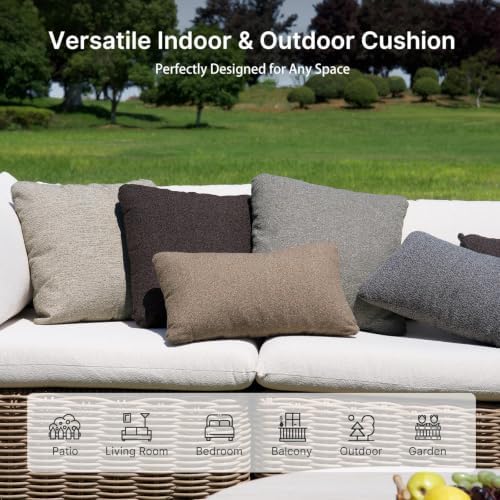 Outdoor Throw Pillow Set of 2 with Inserts, Outdoor Lumbar Pillow Water Resistant for Patio Furniture, 18x18 Inch Outdoor Pillows with Removable Zipper Cover - Image 7