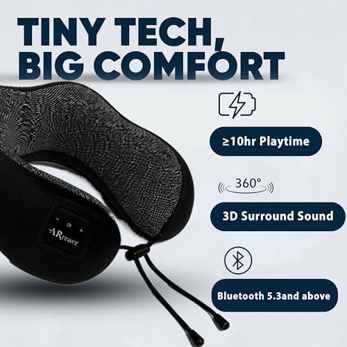 Bluetooth Music Semicircular Neck Pillow Wireless Bluetooth Speaker Suitable Airplane,Bus,Train,Car,Office,and Outdoor Camping for Sleeping, Resting The Best Travel Essentials. (Black) - Image 6