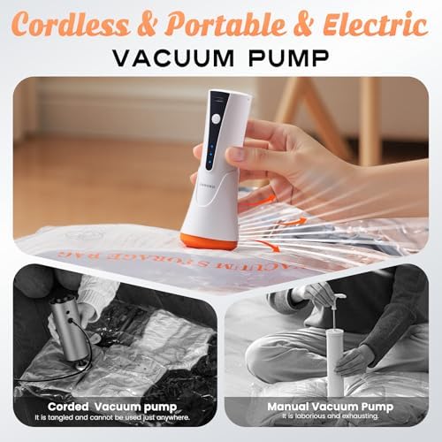 10 Combo Travel Vacuum Storage Bags with Portable Cordless Electric Pump - Image 2