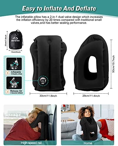 Inflatable Travel Pillow & Inflatable Travel Foot Rest Pillow, Adults Travel Essentials Great for Airplane, Office, Home, Trains, Cars - Image 3