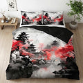 CCoutueChen Japanese Style Comforter Set Full Cherry Blossoms Bedding Black Red Chinese Watercolor Bed Set for Adult Women 3 Pcs All Season Soft Microfiber Down Alternative Comforter by CCoutueChen