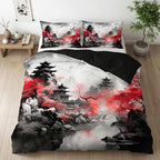 CCoutueChen Japanese Style Comforter Set Full Cherry Blossoms Bedding Black Red Chinese Watercolor Bed Set for Adult Women 3 Pcs All Season Soft Microfiber Down Alternative Comforter by CCoutueChen