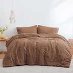 Seersucker Mocha Mousse King Size Comforter Set, 7-Piece Bed in a Bag - Image 2