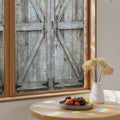 Farmhouse Retro Barn Door Window Privacy Film,Heat Control Sun Blocking Static Cling Rainbow Film,Vintage Wood Board Non-Adhesive Glass Sticker Door Window Tint,35.4" x 78.7" by Unknown