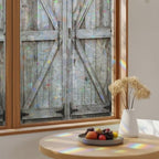 Farmhouse Retro Barn Door Window Privacy Film,Heat Control Sun Blocking Static Cling Rainbow Film,Vintage Wood Board Non-Adhesive Glass Sticker Door Window Tint,35.4" x 78.7" by Unknown