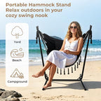 Portable Hammock Stand Only, Lightweight Travel Hammock Chair Stand for Outside, 300 lbs Capacity, for Camping, Travel, Patio & Indoor Use, No Tools Needed, Includes Carrying Case - Image 3