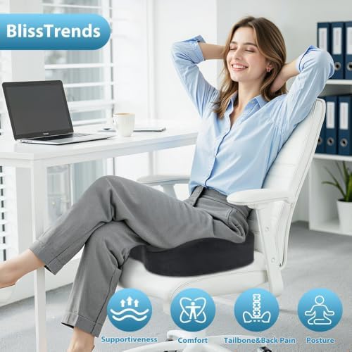 BlissTrends Extra Thick Seat Cushion for Office Chair & Car Seat, Grey - Image 4