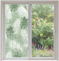 Window Privacy Film Frosted, Sage Green Palm Trees Tropical Non-Adhesive Static Cling Window Tint, Summer Beach Botanical Insulated Windows Frosted Films for Living Room, 35.4 x 78.7 Inches by Unknown