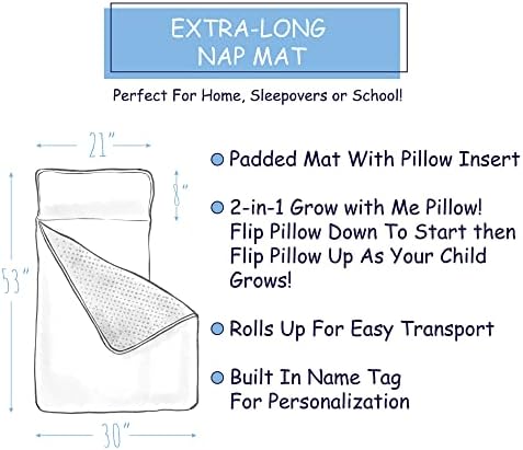 JumpOff Jo Extra Long Nap Mat for Kids - Cozy Kids Rest Mat with Removable Pillow and Ultra Soft Blanket for Preschool, Daycare, and Sleepovers - Octopus Treasure - Image 3