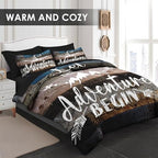 WeCozy Twin Comforter Set with Sheets, 5 Pieces Adventure Camp Bedding - Image 3