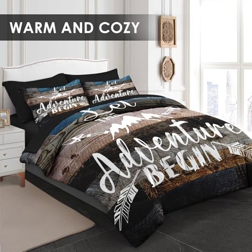 WeCozy King Comforter Set with Sheets, 7 Pieces Adventure Camp Bedding - Image 3