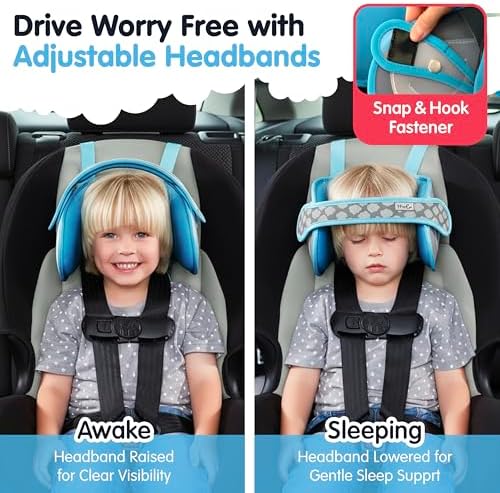 NapUp Car Seat Head Support for Toddler - Anti-Bobbing Head Holder - Teal - Image 6