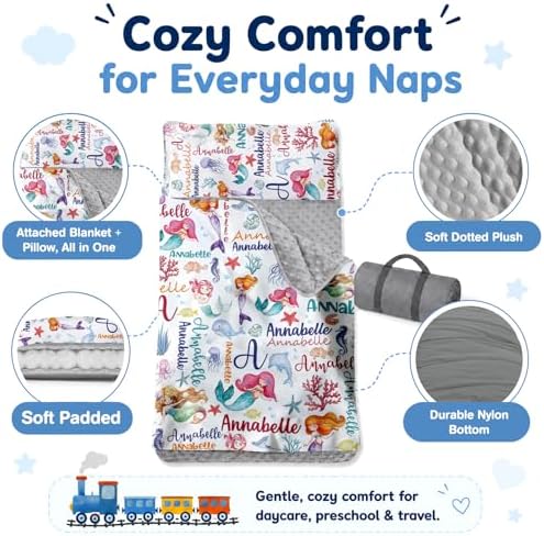Toddler Nap Mat with Pillow & Blanket for Daycare, Extra Large Kids Nap Mat for Preschool Kindergarten, Roll-Up Sleeping Mat for Boys, Easy Carry Travel Camping Slumber Bag - Image 4