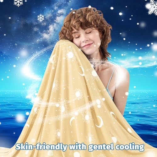 inhand Cooling Blanket - Cooling Blankets for Hot Sleepers -Decorative Lightweight Breathable Summer Cold Blankets for Sleeping Night Sweats to Keep Cool-(90"x90") Beige - Image 3