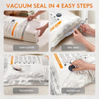 16 Packs Vacuum Seal Bags with USB/Type-C Pump, 3 Sizes Travel Vacuum Storage Bags for Clothing, Vacuum Packing Bags for Closet Organization, Bedding & Seasonal Storage - Image 6