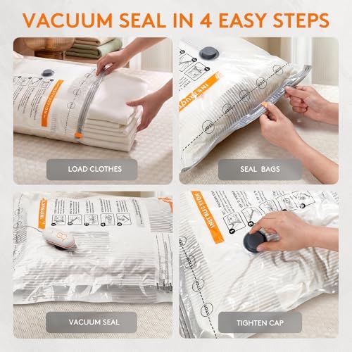 12 Packs Vacuum Seal Bags with USB/Type-C Pump, 3 Sizes Travel Vacuum Storage Bags for Clothing, Vacuum Packing Bags for Closet Organization, Bedding & Seasonal Storage - Image 6
