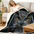 Owl Sherpa Blanket Animal Print Throw Blanket for Men and Women Soft Warm Cozy 50x60 Inches Wisdom Design Bedroom Couch Study Room Decor Gift for Birthday Housewarming Anniversary - Image 2