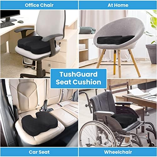 TushGuard Seat Cushion - Cushion for Office Chair, Car Seat, Airplane, Bleacher - Sciatica & Coccyx Pain Relief Desk Chair Cushion for Long Sitting Office Workers, Car Drivers(Black, XX-Large) - Image 5