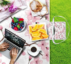 Mnsruu Picnic Blanket Waterproof Foldable, Floral Cherry Blossoms and Branches Pink Large Outdoor Picnic Blanket Beach Blankets Camping Blanket Travel Mat, Shoulder Strap Tote, Rectangle 57x59in - Image 2