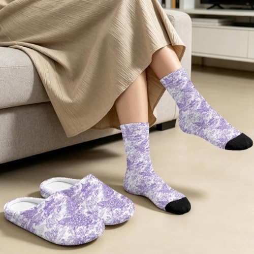 Fuzzy Slipper and Socks Set for Women Silent Sole Fuzzy Slipper - Image 4