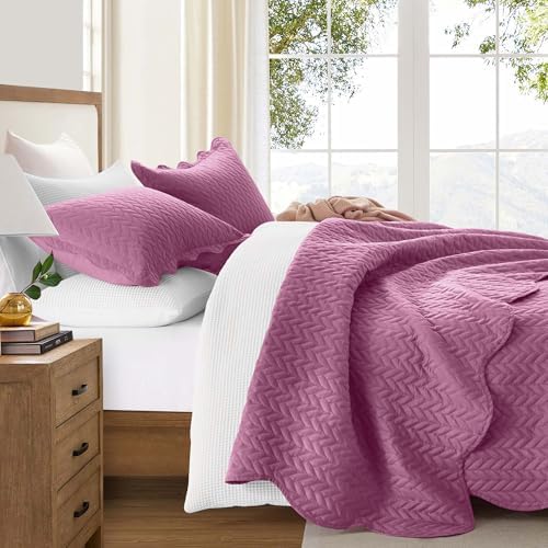 Twin Quilt Set Bedspread Coverlet Microfiber Bedding Leaf Purple 68x86 - Image 6
