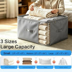 Comforter Storage Bag, Large Capacity Blanket Storage Bags 3-Layer Ultra Space Saving Self Compression Organizer, Heavy Duty Space Saver Organizer for Bedding, Clothes, Blanket, 2-Pack, Gray - Image 5