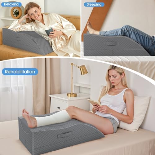 TranquilRelax Leg Elevation Pillows for After Surgery, Full Grey - Image 4