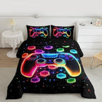 Game Consoles Kids Boys Reversible Comforter Set Twin Size,Gaming Bedding Sets Gamer Room Decor Gifts Galaxy 3D Neon Honeycomb Video Games Polyester Quilt Set,1 Pillowcase (Red Green Blue) - Image 5