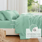 Seersucker Light Green California King Comforter Set, 7-Piece Bed in a Bag - Image 3