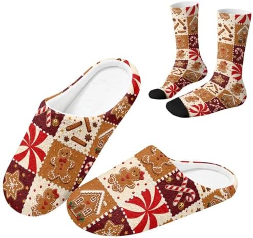 Jeiento Fuzzy Slippers and Sock Set Women's Warm Cozy Memory Foam House Shoes Soft Slip-on Slides by Jeiento
