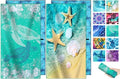 2 Packs Microfiber Oversized Lightweight Thin Beach Towel Sandproof Compact Quick Dry Clearance Towels Extra Large Sand Free Travel Essentials Accessories Women Gift Cyan Sea turtles Blue coast by genovega