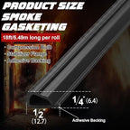 2 Rolls Fire/Smoke Gasket Seal with Groove, 0.5" W X 0.25" H X 18' L, Black - Image 2