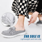 Buyrew Mules for Women with Arch Support - Lightweight Washed Cotton Sneaker Mules - Breathable Walking Flats, Comfortable Slip On Shoes for Business Casual, Office, Travel - Image 5