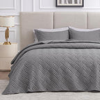 Love's cabin Quilts for Full Bed Grey Bedspreads Bedding Set - Lightweight Bedspread Comforter - Wave Pattern Bedding Coverlet for All Season - 3 Pieces (1 Quilt, 2 Pillow Shams) by Lovescabin