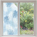 Window Privacy Film Frosted, Sky Blue Palm Trees Tropical Non-Adhesive Static Cling Window Tint, Summer Beach Botanical Insulated Windows Frosted Films for Living Room, 35.4 x 78.7 Inches by Unknown