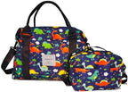 Travel Duffle Bag Weekender Overnight Bag Gym Tote with Dry and Wet Separated Pocket for Women Girls Shoulder Workout Duffel Bag Water Resistant, Cute Dinosaur Set by NWLR