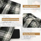 BAMBOO COOL Men's Pajama Bottoms Plaid Pajamas Pants Soft Lounge Woven Pj - Image 3