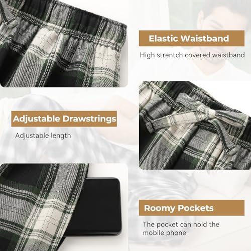 BAMBOO COOL Men's Pajama Bottoms Plaid Pajamas Pants Soft Lounge Woven Pj - Image 3