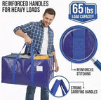YAN & HIN 12 Pack Heavy Duty Moving Bags with Handles, Extra Large Moving Totes for Clothes, Blankets & Dorm, Strong Zippers, Reinforced Carrying Handles, Foldable Storage Bags for Moving & Travel - Image 3