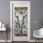 Window Privacy Film Frosted, Elephant Non-Adhesive Static Cling Window Tint, Tropical Flowers Palm Leaves Leopard Prints Insulated Windows Frosted Films for Living Room, 35.4 x 78.7 Inches - Image 3