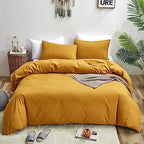 Luxlovery Mustard Yellow Comforter Set King Bedding Comforter Sets Men Women Solid Color Ginger Yellow Blanket Quilts Beathable Soft Cozy Puffy Lightweight Hotel Quailty Bedding Set - Image 6