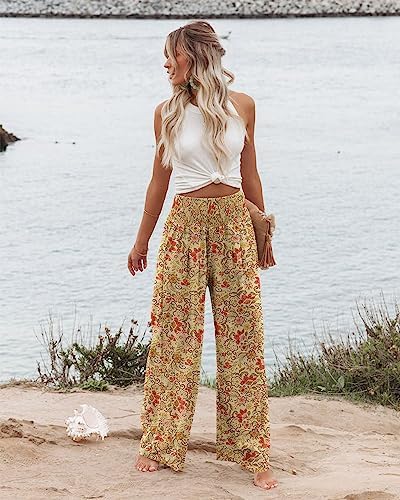 Angerella Womens Elastic High Waisted Palazzo Pants Casual Wide Leg Long Lounge Pant Trousers with Pocket - Image 2