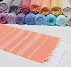 Turkish Beach Towel 100% Organic Cotton Extra Large Oversized (39 x 71 Inches) Quick Dry Sand Free Light Weight Prewashed for Bath Beach Gym Yoga Travel Towel Blanket (Tangerine) - Image 3